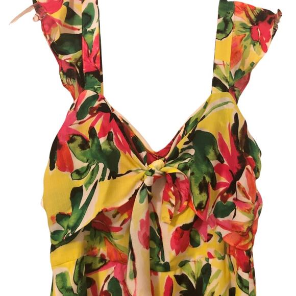 Julia Jordan Yellow Multicolor Floral Sleeveless Midi Tropical Vaca Dress 8 NWT - Picture 4 of 10